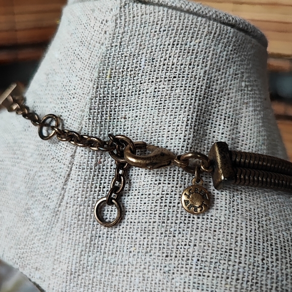 J. Crew Art Deco Revival Brass Tone Clear Stone Statement Necklace Reproduction - Picture 10 of 16